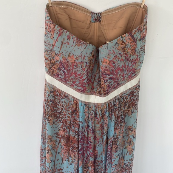 BCBGMAXAZRIA Printed Blue Amber Gown Dress Strapless Sundress Size 6 - Picture 7 of 13